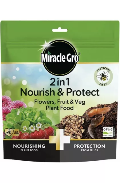 MIRACLE GRO 2IN1 NOURISH & PROT SHRUB FRUIT VEG GARDEN PLANT FOOD FERTILISER 1kg