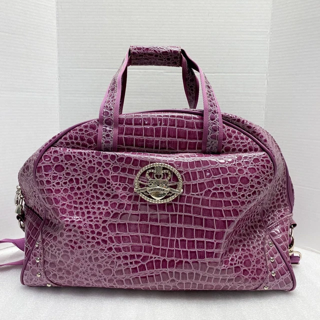 Kathy Van Zeeland Croco Collection Luggage Travel Tote Hobo Purple Bag Designer