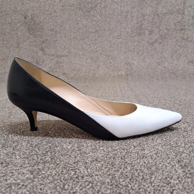 LK Bennett Court Shoes Black White 41 UK 8 Leather Toe 2" Kitten Heel