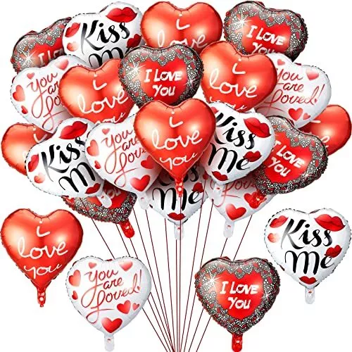 Globos De Corazones Set 24 Piezas Decoración Para Aniversario San Valentín Mujer