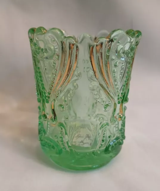 Scarce Jefferson Green With Gold Idyll  Toothpick Holder C1905