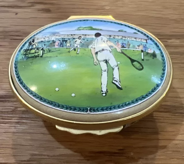 HALCYON DAYS Renshaw & Lawford TENNIS AT WIMBLEDON 1888 OVAL ENAMEL BOX