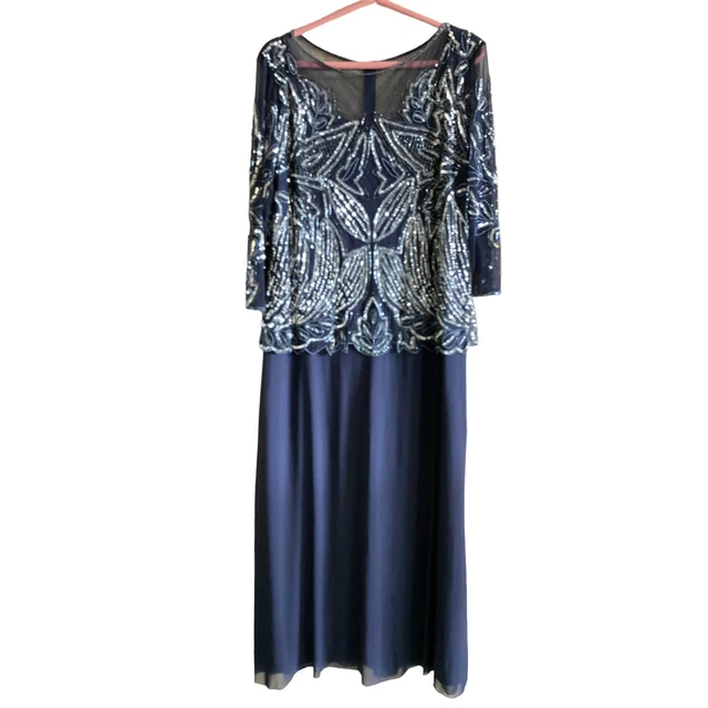 Pisarro Nights Sequined Evening Dress Size 16W Mother of Bride