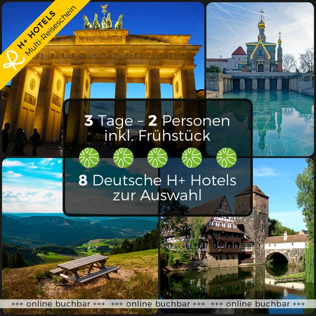 Kurzurlaub 3 Tage 2 Personen 1 von 8 H+ Hotels zur Wahl Multi Hotelgutschein
