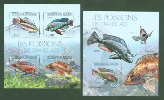 Burundi 2012 - Fische Süßwasserfische - Poissons - Fishes - 2778-81 + Block 280