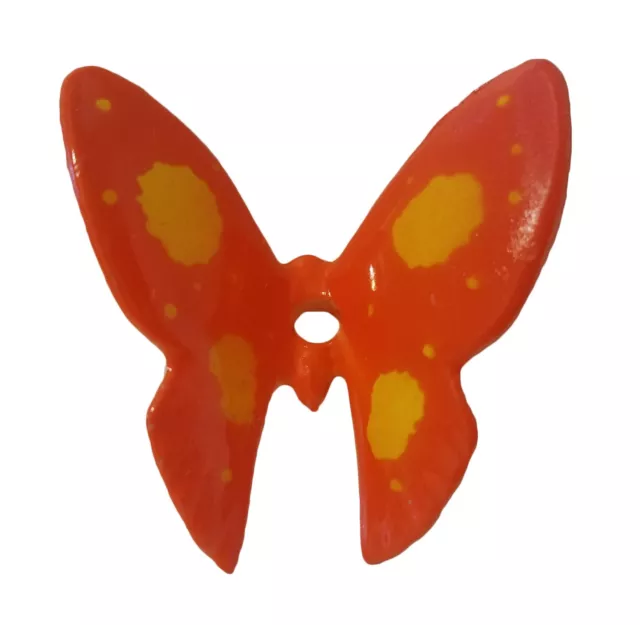 4 Vintage Plastic Faux Ceramic Orange Butterfly Beads for Macrame Plant Hangers 2