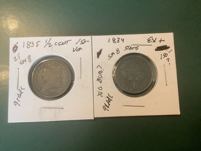 US Half Cents Lot Of 2 Half Cents - 1834 & 1835