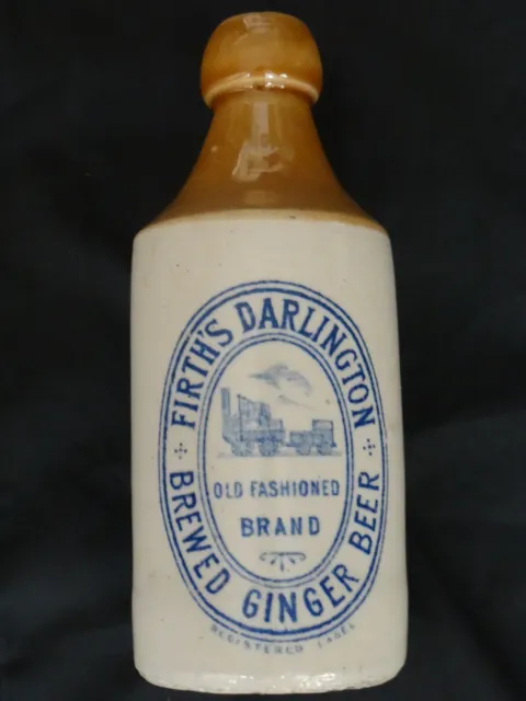 Lovely Blue Print Pictorial Ginger Beer, (Train) Firth Darlington.
