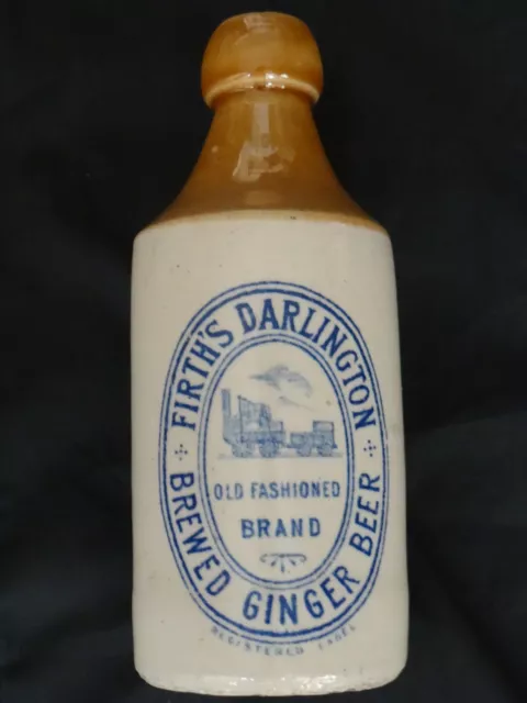 Lovely Blue Print Pictorial Ginger Beer, (Train) Firth Darlington.
