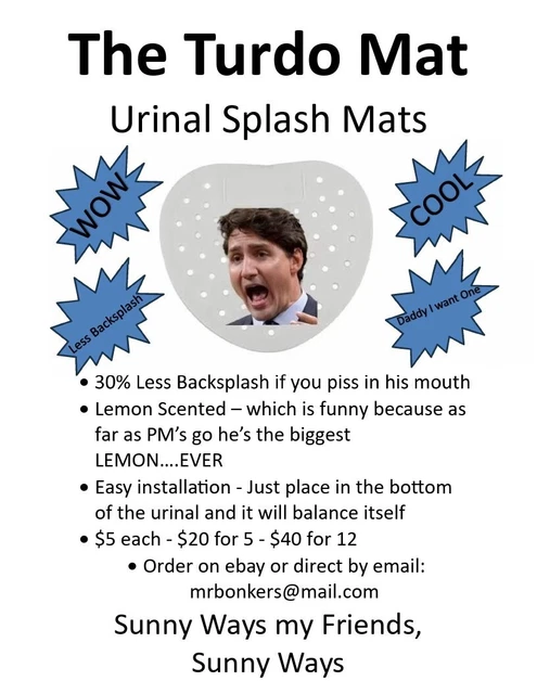The Turdo-Mat - Joke urinal mat   $5 each, $20 for 5, $40 for 12