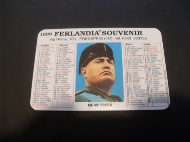 Calendarietto Plastificato Tascabile Benito Mussolini  1999