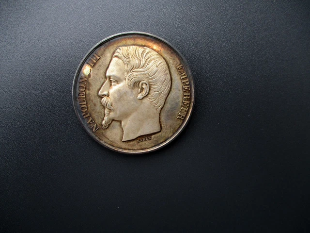 Frankreich Bronzemedaille, vergoldet 1853 Napoleon III. 1852-1871 ge, m.Orig.Öse