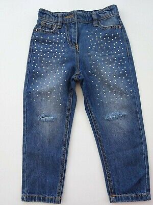 **Bnwt**Girls Blue Studded Ripped Jeans**Age 3**Next**