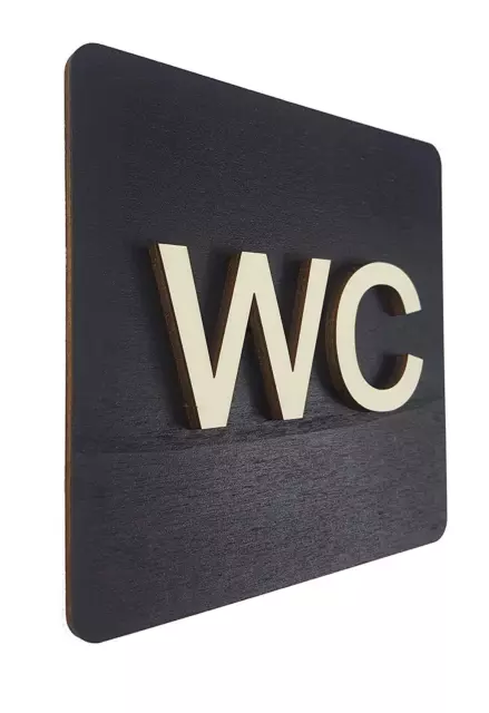 WC Schild Schwarz Hochglanz Toilettenschild Toilette Türschild Damen Herren