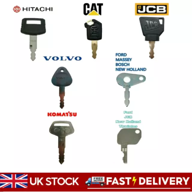 7Pcs Plant Key Set Excavator Dumper For JCB Komatsu CAT Hitachi Lucas UK