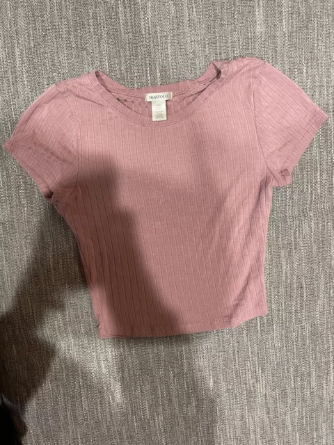 Pink Cropped Ribbed Baby Tee