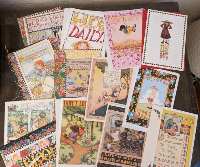 VTG Lot of 13 Mary Engelbreit Greeting Cards & Envelopes-all different,new,clean