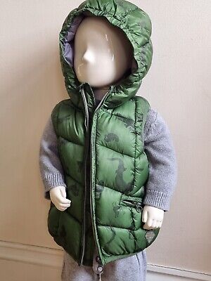 Zara Baby Boy Padded Green Gilet Warmer Coat Hooded Size 12 / 18 M