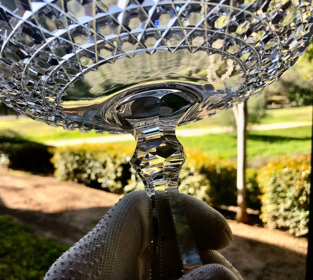 AMERICAN BRILLIANT cut glass compote "Hob Diamond" SIGNED H.P. Sinclaire. VIDEO! 5