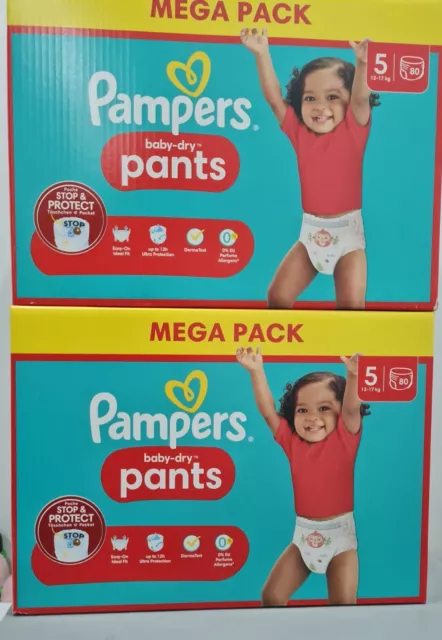 Lot 160 couches PANTS Pampers BABY DRY  taille 5 (12-17 kg)