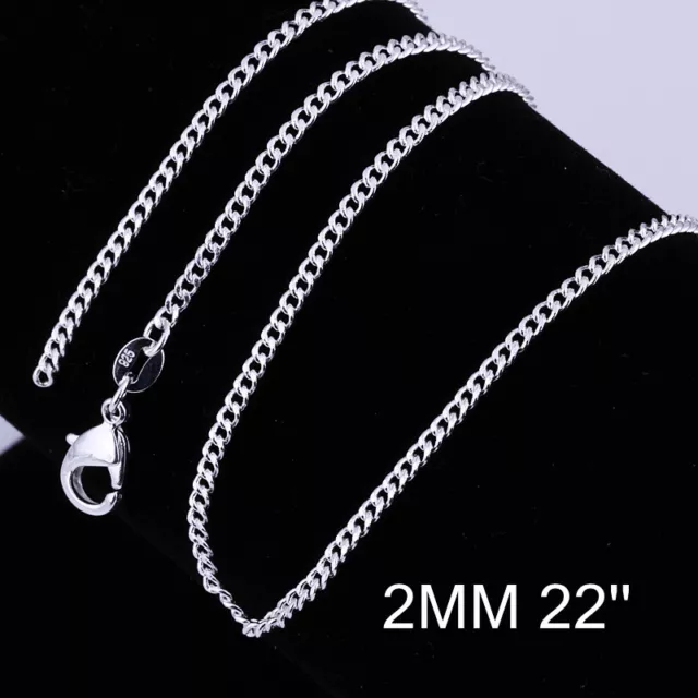 Wholesale New 925 Sterling Silver Filled 2mm Classic Chain Necklace For Pendant