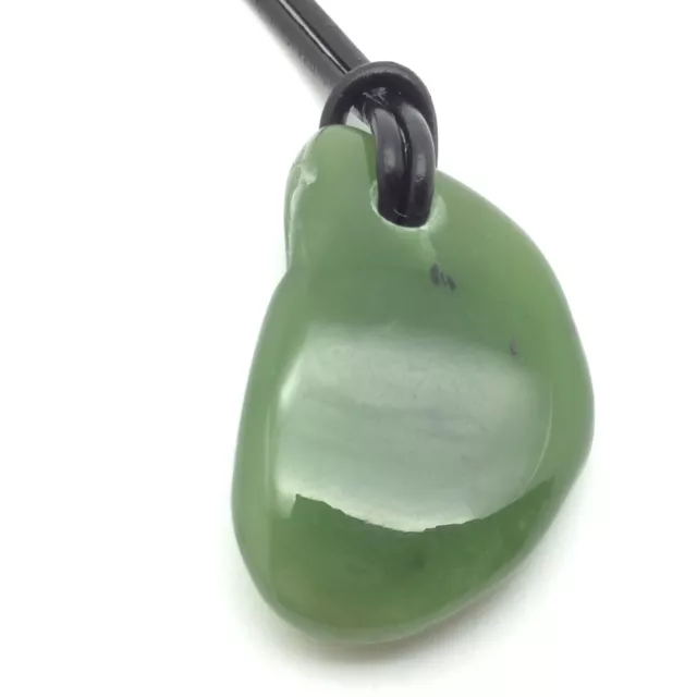 Siberian Jade Pebble Pendant Green Nephrite Jade Polish Stone Necklace #92