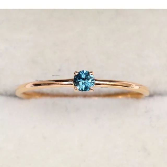 Solitaire Blue Sapphire Gemstone Ring Solid 18k Yellow Gold Handmade Jewelry