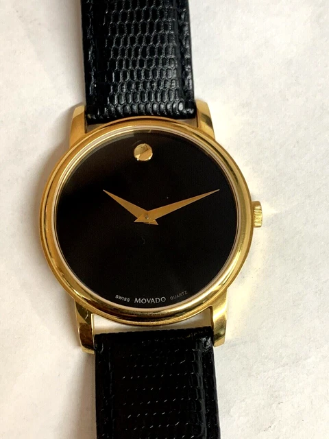 MOVADO Museum Classic Men's 40mm Quartz Watch Gold Black Dial Sapphire Crystal 3