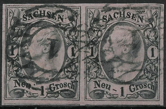 Sachsen 1855 . 2 x MiNr. 9I . 1 Ngr . BPP geprüft . einwandfrei!