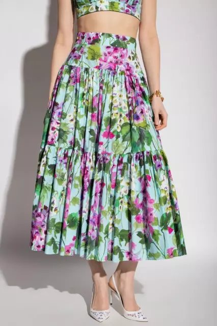 NWT Dolce & Gabbana Turquoise/Multicolor Floral Print Maxi Skirt 40/US 4 $1,445