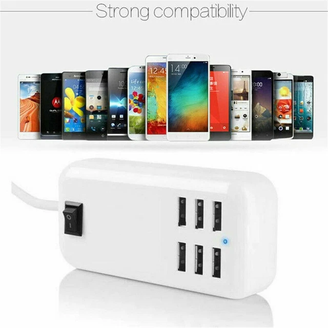 rapide USB Multi 6-Ports Adaptateur Prise Alimentation Chargeur de téléphone