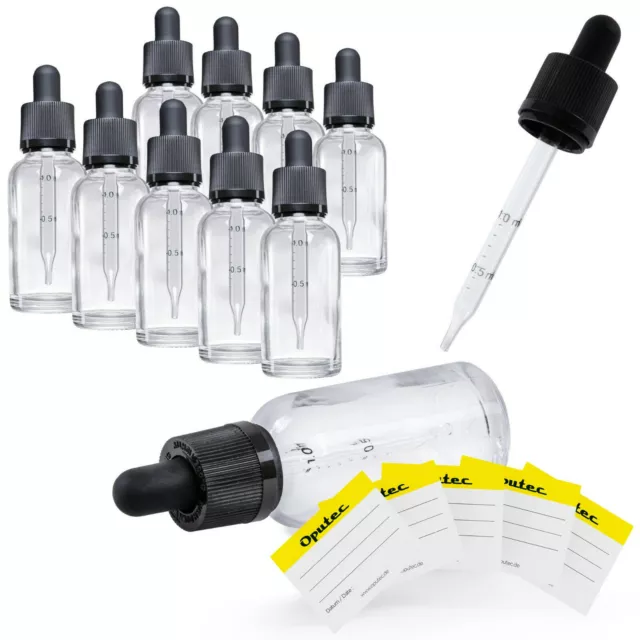 10 x 30ml Oputec Pipettenflasche mit Skala Apothekerflasche Glasflasche Pipette