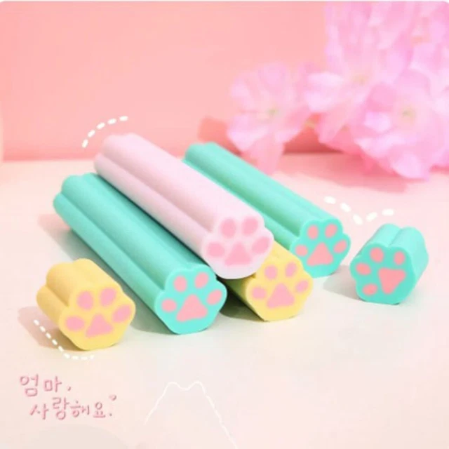 Wipe Clean Cartoon Cat Paw Erasers PVC Pencil Erasers  Student