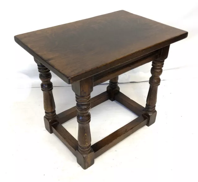 Antique Style Oak Joint Stool / Occasional Table / Lamp Stand (a10) 3