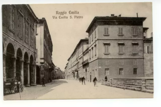 Cartolina Reggio Emilia Via Emilia S. Pietro non viaggiata Calesse