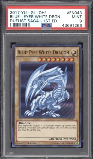 1st Ed Blue-Eyes White Dragon Ultra Rare Yu-Gi-Oh! Card DUSA-EN043 PSA 9 MINT