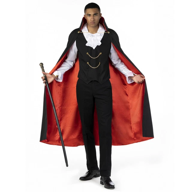 MENS VAMPIRE COSTUME Adult Count Dracula Halloween Fancy Dress Cape