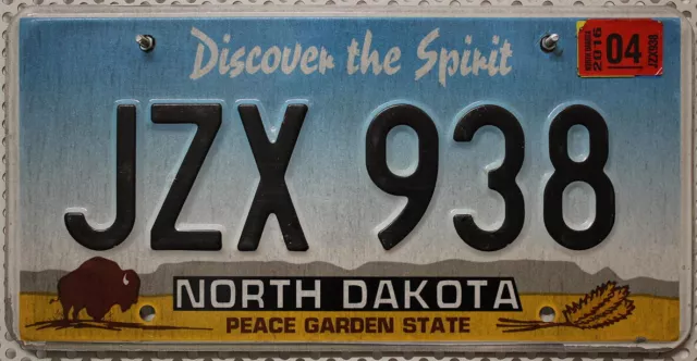 usa North Dakota nummernschild US Auto Kennzeichen Discover the Spirit # JZX 938