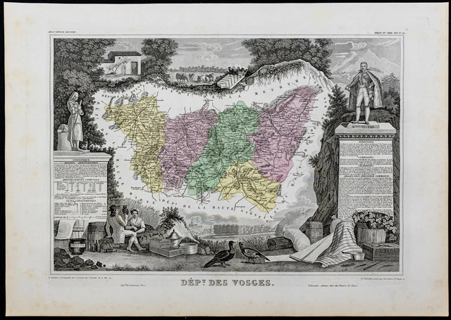 VICTOR LEVASSEUR : Carte ancienne du Jura, GRAVURE originale, 1869 EUR