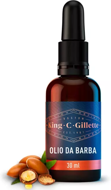 King C. Gillette Olio Barba per Rasatura Uomo, Confezione Da 30 Ml, Idrata La Pe