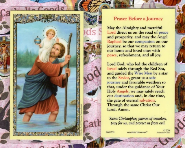 San st Christopher - Preghiera Prima Un Viaggio - Laminato Santo Scheda 800-1759