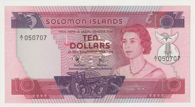 1977  Solomon Islands 10 Dollars Banknote - P# 7a  - UNC - # 31778