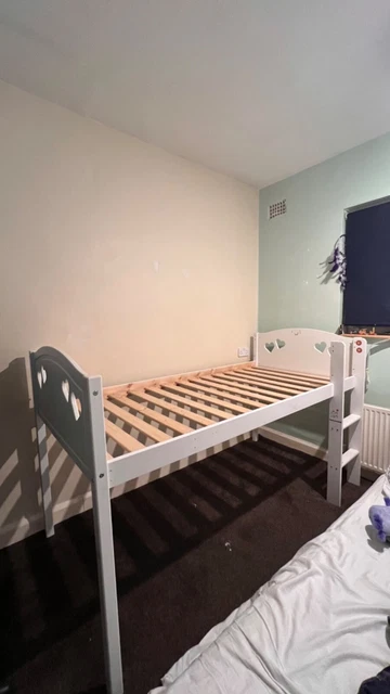 Wood Pine Cabin Bed Frame High Sleeper Boys Girls Bunk Sleepstation with Ladder