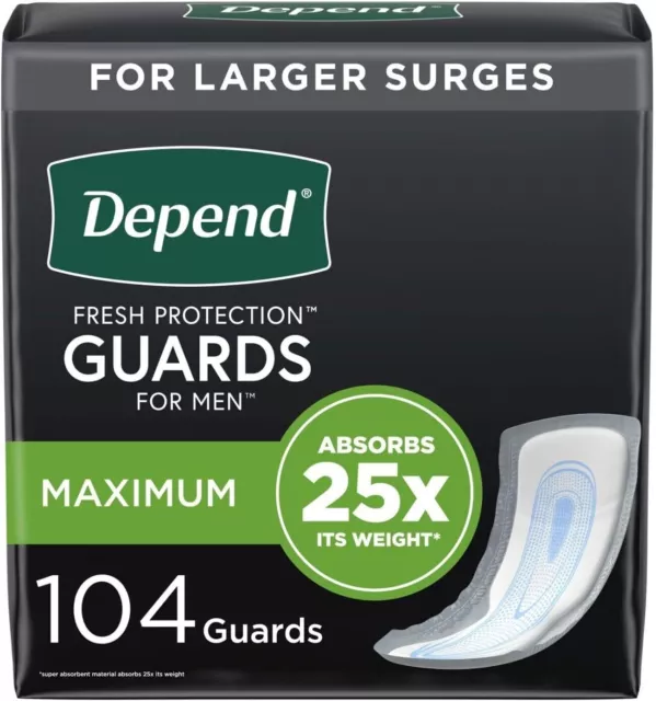 DEPEND INCONTINENCE GUARDS/INCONTINENCE Pads for Men/Bladder Control ...