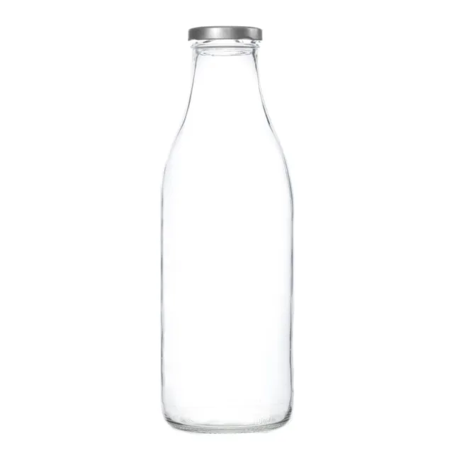 Large Glass Milk Bottle, 750ml, With Lids, Juice, Cordial, Raw Milk, Water Drink