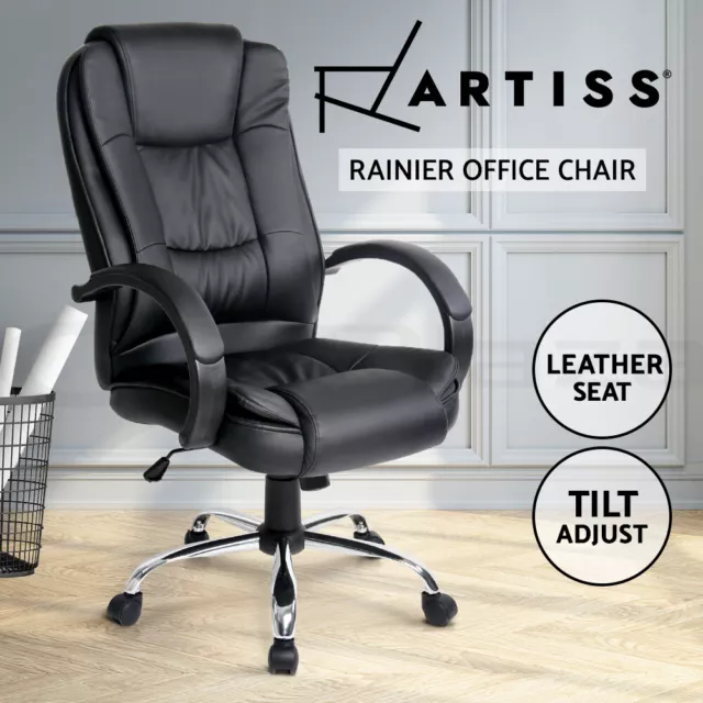 Artiss Executive Office Chair Computer Gaming Chairs PU Leather Tilt Black