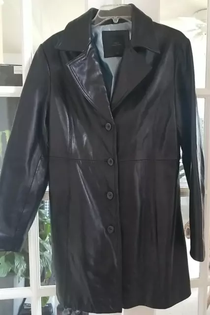 WOMEN'S APT. 9 Black 100% Lambskin Leather Coat Size Large $24.99 ...