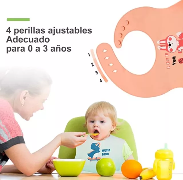 ✅⭐ENVIOS ESPAÑA⭐ 2x Baberos Bibs Bebé Silicona Reutilizables 4 a 36m 3