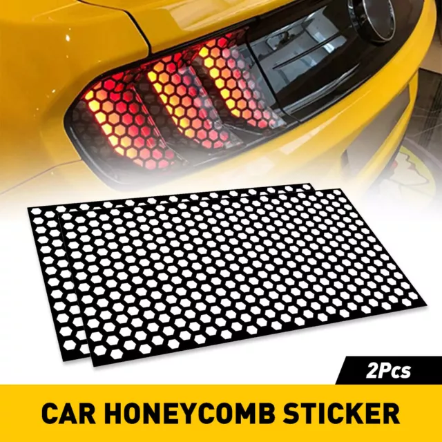 Black Honeycomb Sticker Car Rear Tail Light Cover Tail-lamp Decal Auto Parts EOA