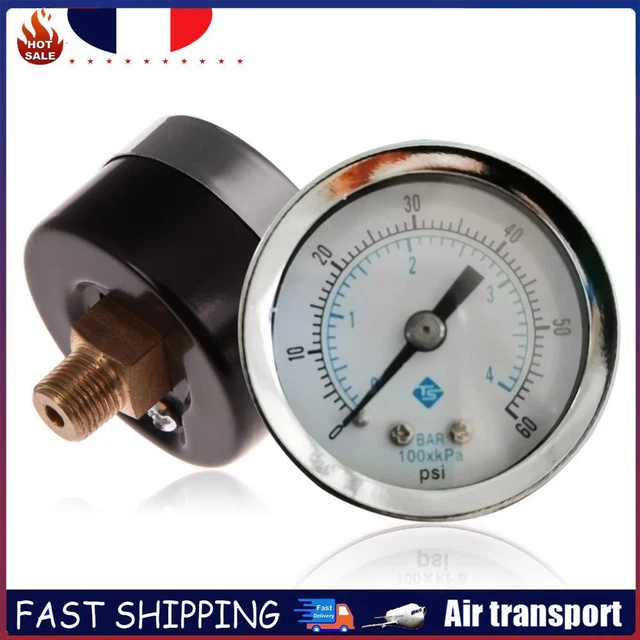 Manomètre Mini 1/8 NPT 0-160 PSI / 0-10 Bar - Mesure Précise Carburant Air Eau